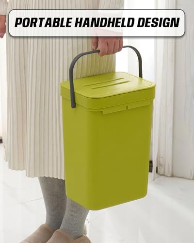 3.2 Gallons Hanging Trash Can with Lid - Kitchen Garbage Can, Under Sink Trash Can, Garbage Can for Bathroom, Waste Bucket Outdoor Indoor, 12L(Lime Green) - Image 5