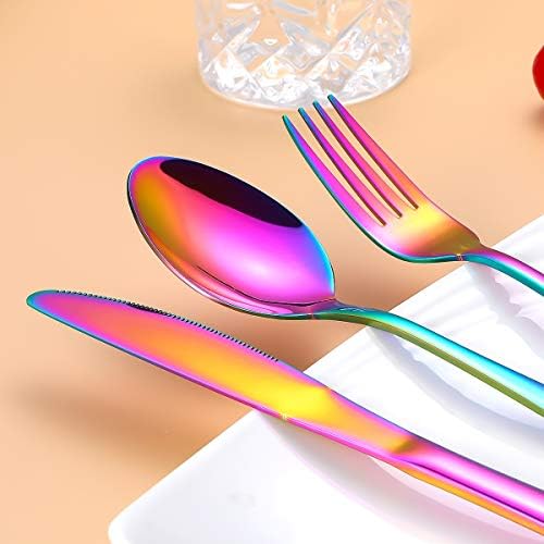 Travel Utensils,Reusable Silverware Set To Go Portable Cutlery Set with a Waterproof Carrying Case for Lunch Boxes Workplace Camping Picnic (Rainbow) - Image 2
