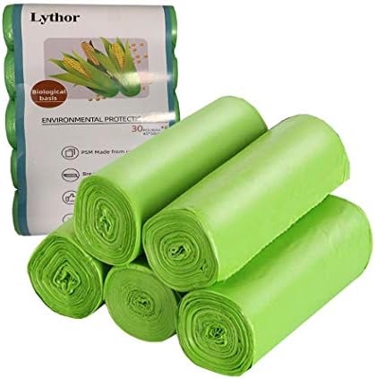 Compostable Trash Bags, 2.6 Gallon Small Disposable Compost Bags 150 Count Garbage Bags Made from PSM Starch-Based for Kitchen Bathroom Bedroom Office Trash Can by Lythor