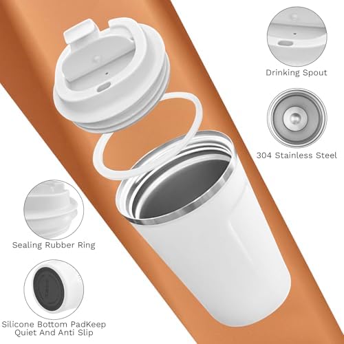 SPLMIFA Travel Coffee Mugs Leak-Proof, Reusable Coffee Cups with Lids, Stainless Steel Vacuum Insulated Coffee Tumblers, Thermal Insulation Cups for Men and Women Hot & Cold Drinks(2nd-White, 17OZ) - Image 3