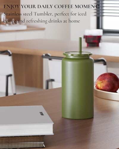 16 oz Tumbler, Insulated Tumbler with Straw, Iced Coffee Tumbler - Image 2