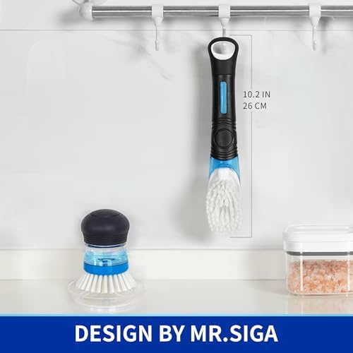 MR.SIGA Soap Dispensing Dish Brush, Kitchen Brush for Pot Pan Sink, 2 Pack - Image 6