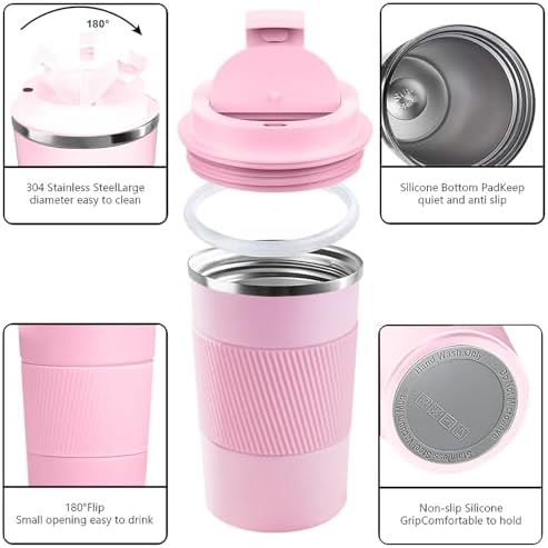 Insulated Travel Coffee Mug, Stainless Steel Coffee Cup with Leakproof Lid - Image 2