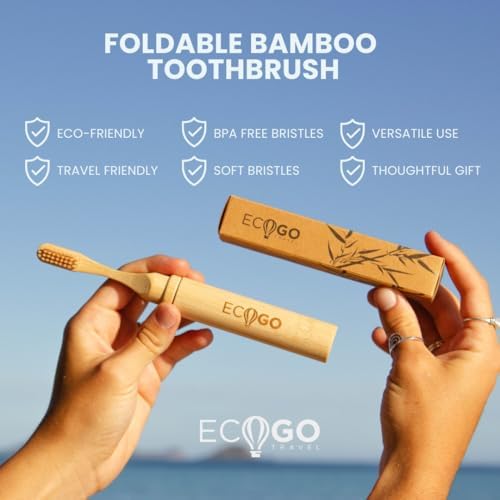 Foldable Bamboo Toothbrush with BPA-Free Soft Bristles | Eco-Friendly, Travel-Sized, Reusable Compact Case, Biodegradable Recycled Packaging - Image 2