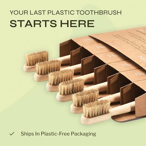 Boar Bristle Bamboo Toothbrush, Made from Natural Boar Hair Bristles, Plastic-Free (Pack of 6) - Image 6