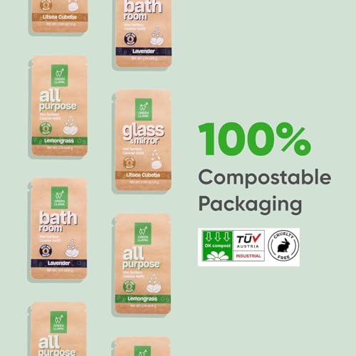 Green Llama Bathroom Cleaner Refill 8-Pack: Certified Compostable Packaging, Eco-Friendly & Sustainable Natural Cleaning Solution for a Sparkling Clean Bathroom - Image 4