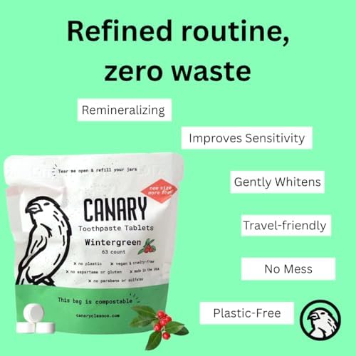 Canary Nano Hydroxyapatite Toothpaste Tablets Wintergreen - Remineralizing, Fluoride Free, All Natural Tabs with Xylitol - Great for Travel, Plastic Free - 189 Count - Image 5