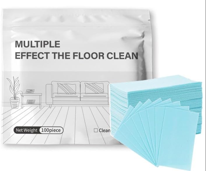 100 PCS Floor Cleaning Sheets, Multi-Effect Water Soluble Floor Cleaner Tablets for Hardwood, Tile, Laminate, Deep Stain Removal Fresh Scent (Blue) by Unknown
