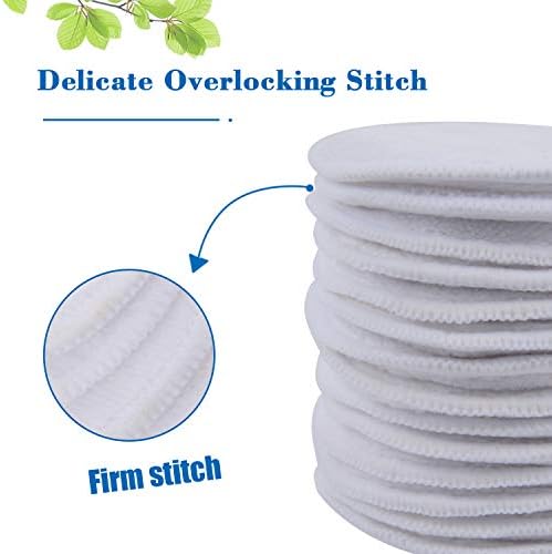 KinHwa Reusable Makeup Remover Pads Microfibre Round Face Pads for Face Eyes Lips Washable Face Cloths for All Skin Types and Toner 14 Pack White With Laundry Bag - Image 6