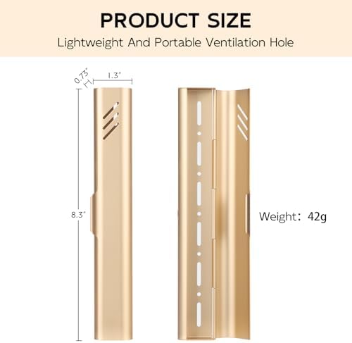 Travel Toothbrush Case, 2Pack Portable Toothbrush Holders, Durable Aluminum Toothbrush Storage Box, Small Breathable Manual Toothbrush Container for Traveling, Camping, Business Trip - Gold - Image 2