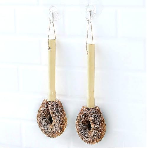 Natural Coconut Fiber Dish Scrub Brush, 2 PCS - Image 5