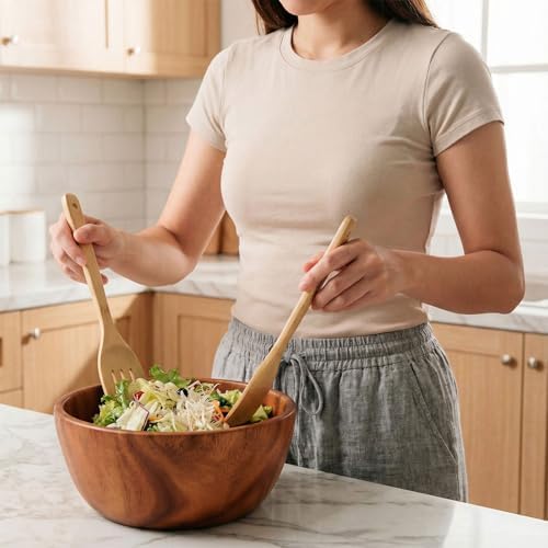Naturoom Kitchen Utensils Set of 8 PCS, 12Inches Bamboo Wooden Cooking Spoon & Spatula Tools Perfect for Non-Stick Cookware (Bamboo 12inches) - Image 5