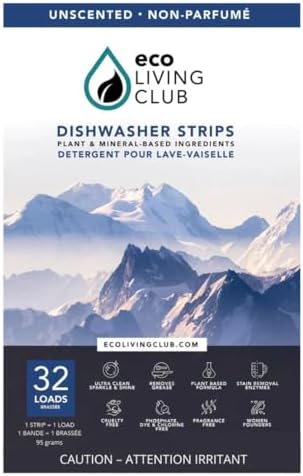 Dishwasher detergent strips sheets unscented lightweight plastic free by EcoLivingClub
