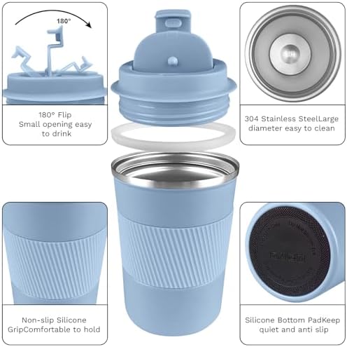 Insulated Travel Coffee Mug, Stainless Steel Coffee Cup with Leakproof Lid - Image 3