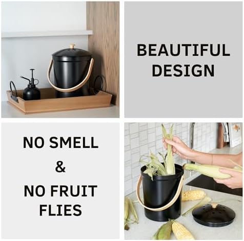 Beautiful Kitchen Compost Bin with Smell Proof Lid for Your Countertop - Image 3