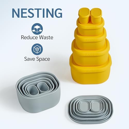 ISSEVE 12Pcs/Set Nesting Silicone Food Storage Containers with Lids - Image 3