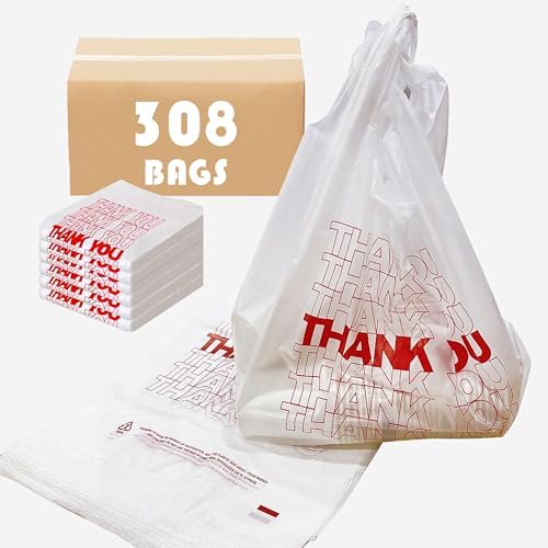 TashiBox Shopping Bags/Thank You Bags/Reusable and Disposable Grocery Bag - Measures 11.5"" X 6.25"" X 21"", 15mic, 0.6 Mil (308)", transparent (Bag-308) (Pack of 2) - Image 2