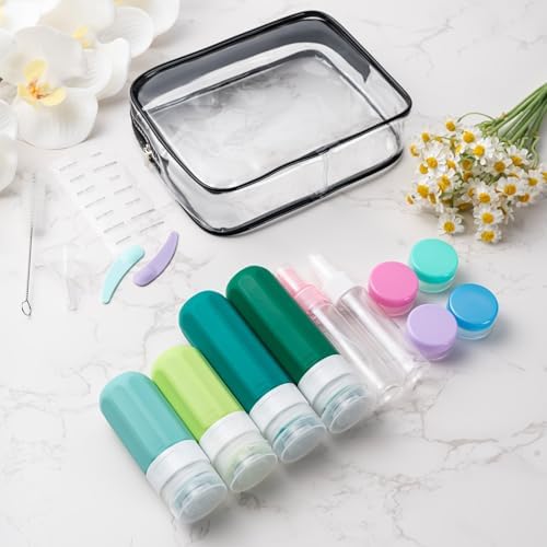 MODENGKONGJIAN 16 Pack Travel Bottles for Toiletries,TSA Approved Silicone Squeezable Travel Shampoo Bottles, 3oz Leak Proof Refillable Toiletry Cosmetic Containers (16PCS/Green) - Image 6