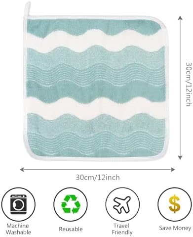 SINLAND Absorbent Coral Velvet Washcloth Ultra Soft Microfiber Face Towels 12 x 12 inch Multi-Purpose Face Cloths for Household and Sport - Image 2
