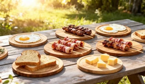 6-Inch Acasia Cheese Board Set with Knife & Fork, Personal Charcuterie Board & Dessert Plate, Reusable PP Storage Box, Gift-Ready for Wedding, Bridal Shower, Baby Shower, Party, 8 Pack - Image 7