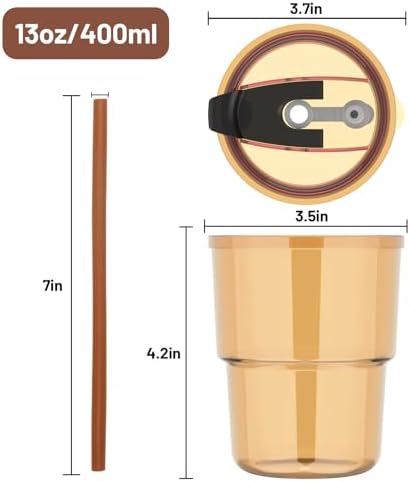 Luxfuel 13 oz Glass Cups with Lids and Straws Reusable Iced Coffee Tumbler - Image 2