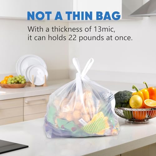 LimonLaviu Plastic Bags - 100 Pack (11.5'x 6.5" x 21') with Handles for Small Business, Restaurants, Grocery & Trash - Image 2