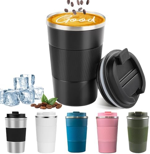Insulated Travel Coffee Mug, Stainless Steel Coffee Cup with Leakproof Lid by YINBAOGE