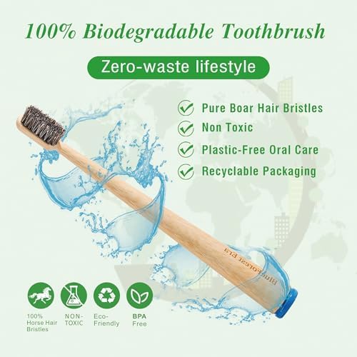 Horse Hair Toothbrush, All Natural Bamboo Toothbrush 4 Pack - Image 4