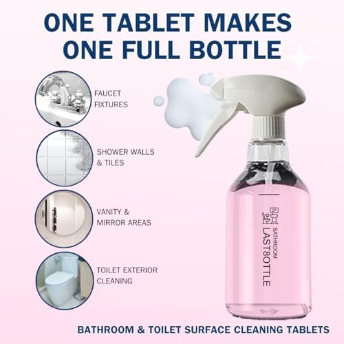 Bathroom Cleaner Starter Kit – Tartaric Acid (Milder than Citric) – Rich Foam Spray Clings to Grime – For Hard Water Stains on Shower Glass, Mirrors, Tile & Tub – Bottle + 3 Refills - Image 7