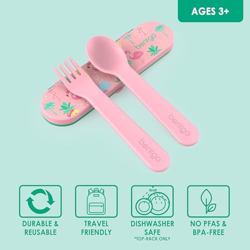 Bentgo Kids Plastic Utensil Set with Fork, Spoon, & Storage Case - Image 3