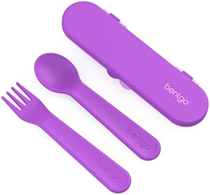 Bentgo Kids Plastic Utensil Set - Reusable Fork, Spoon & Storage Case, PFAS- & BPA-Free, Easy-Grip Handles, Lightweight, Dishwasher Safe, School Lunch, Travel & On-the-Go (Purple) by Unknown