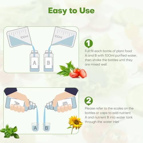 Ahopegarden 800ml A&B Hydroponic Nutrients: Hydroponic Plant Food for Aerogarden, Liquid Plant Food for Vegetables, Fruits, Flowers, ect - All-in-One Fertilizer Solution for Hydroponics Growing System - Image 6