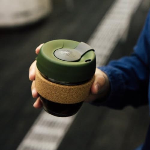 KeepCup Brew Cork, Reusable Glass Tumbler with Natural Cork, Short Coffee Cup 8oz / 227ml - Pine - Image 2