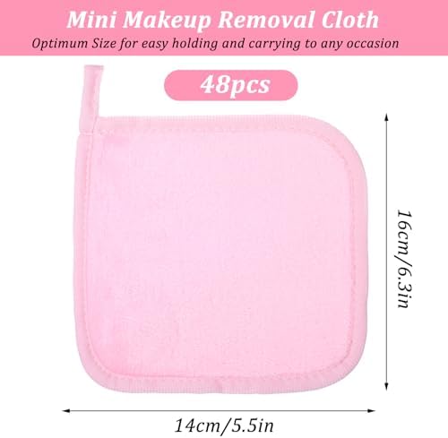 48 Pcs Reusable Makeup Remover Pads Cloths, Soft Microfiber Makeup Towels and Eraser, 8 Colors Facial Cleansing Washable Towels for Face, Hands, Bathroom (5.5 x 6.3 Inch) - Image 2