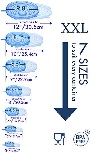 Longzon Silicone Stretch Lids 14 Pack Include 2Pcs Size up to 9.8'' Dia - Image 2