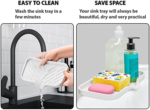 1 Pc Cream Silicone Sponge Holder | Sink Tray for Dish Sponges and Soap Organization | 9.45 x 5.51 - Image 6