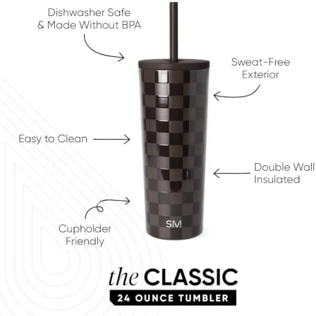 Simple Modern Iced Coffee Tumbler, Insulated | 24oz | Checkered - Image 2