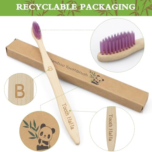 Bamboo Toothbrushes 10 Pack, Biodegradable BPA-Free Soft Bristles Toothbrushes for Adult, Eco-Friendly, Natural Wooden Organic Toothbrush Pack - Image 5
