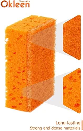 Orange Multi Use Scrub Sponge. Made in Europe. 18 Pack, 4.3x2.8x1.4 inches. Odorless Heavy Duty and Non Scratch Fiber. Durable and Delicate Scrubber for Oven and Stove, Bathroom and Basement - Image 6