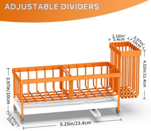 Cisily Sponge Holder for Kitchen Sink, Sink Caddy Organizer with High Brush Holder, Kitchen Countertop Organizers and Storage Essentials (Orange, 9.25″) - Image 4