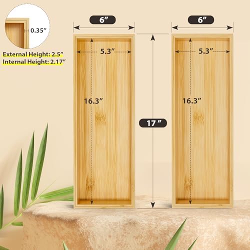 Bamboo Kitchen Drawer Organizer, Deep 2-Pack, 17" x 6" x 2.5" - Image 2