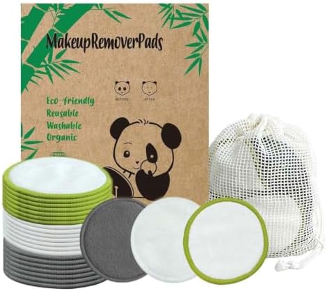 28 Pack Reusable Makeup Remover Face Pads with Laundry Bag Washable Soft and Comfortable Cleaning Face Skin,Washable Bamboo Cotton Rounds Multicolour by Sopurrrdy