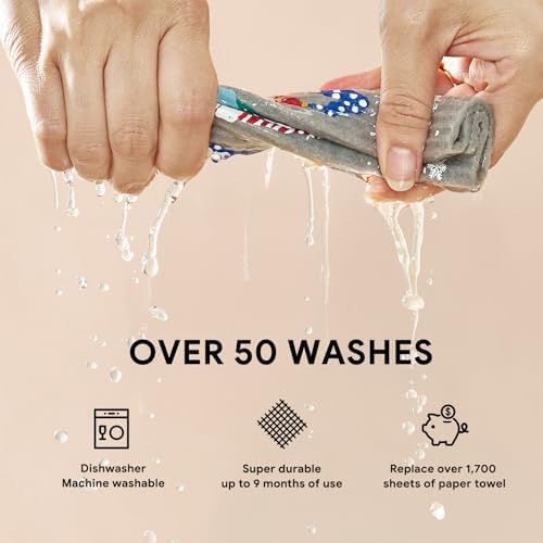 RECYCO Swedish Dishcloths for Kitchen | 4 Pack Cookie Joy Washable Dish Rags | Cellulose Reusable Cleaning Paper Towels | Absorbent Counter Dish Cloth Sponge Kitchen Wipes, 8" L x 7" W - Image 5