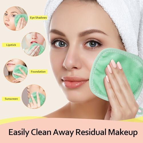 HOMEXCEL Makeup Remover Cloth 12 Pack Reusable Makeup Remover Pads Washable - Image 3