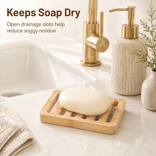 2 Pack Teak Soap Dish Wooden Soap Holder Self Draining Soaps Dish for Shower Natural Wooden Bar Soaps Holder for Bathroom Kitchen Sink Bathtub - Image 4