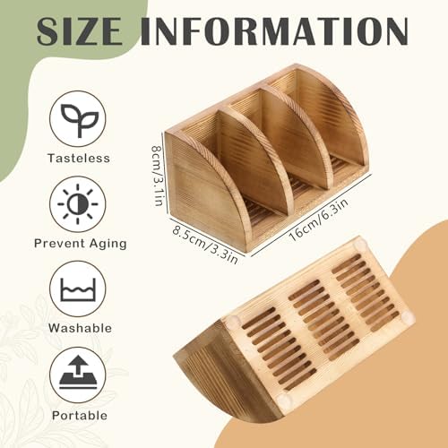 Shampoo Bar Holder Multi Bar Soap Dish, Wooden, 6.3 x 3.3 x 3.1 Inch - Image 2