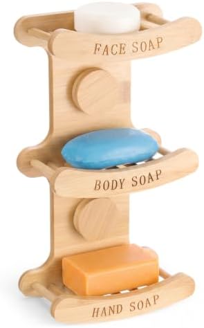 3-Tier Bamboo Soap Dish for Shower, Wall Mounted by Ferrochef