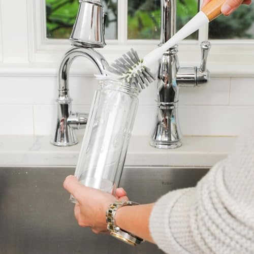 Full Circle Dish Brush & Bottle Brush Bundle - Bamboo Handle Scrubbers for Dishes, Pots, Pans, Water Bottles, Mugs, and Narrow Neck Bottles - Image 6