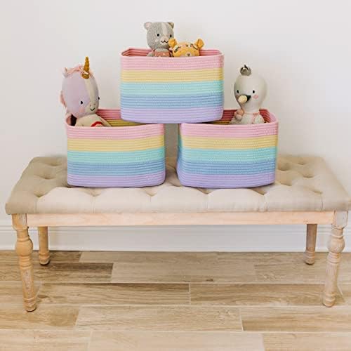 OrganiHaus Rainbow Baskets for Shelves, Set of 3, 15x9x10 - Image 6