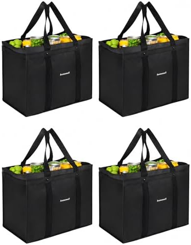 Homemell Heavy Duty Reusable Grocery Bags, Large Shopping Tote Bag, 4 Pack by Homemell